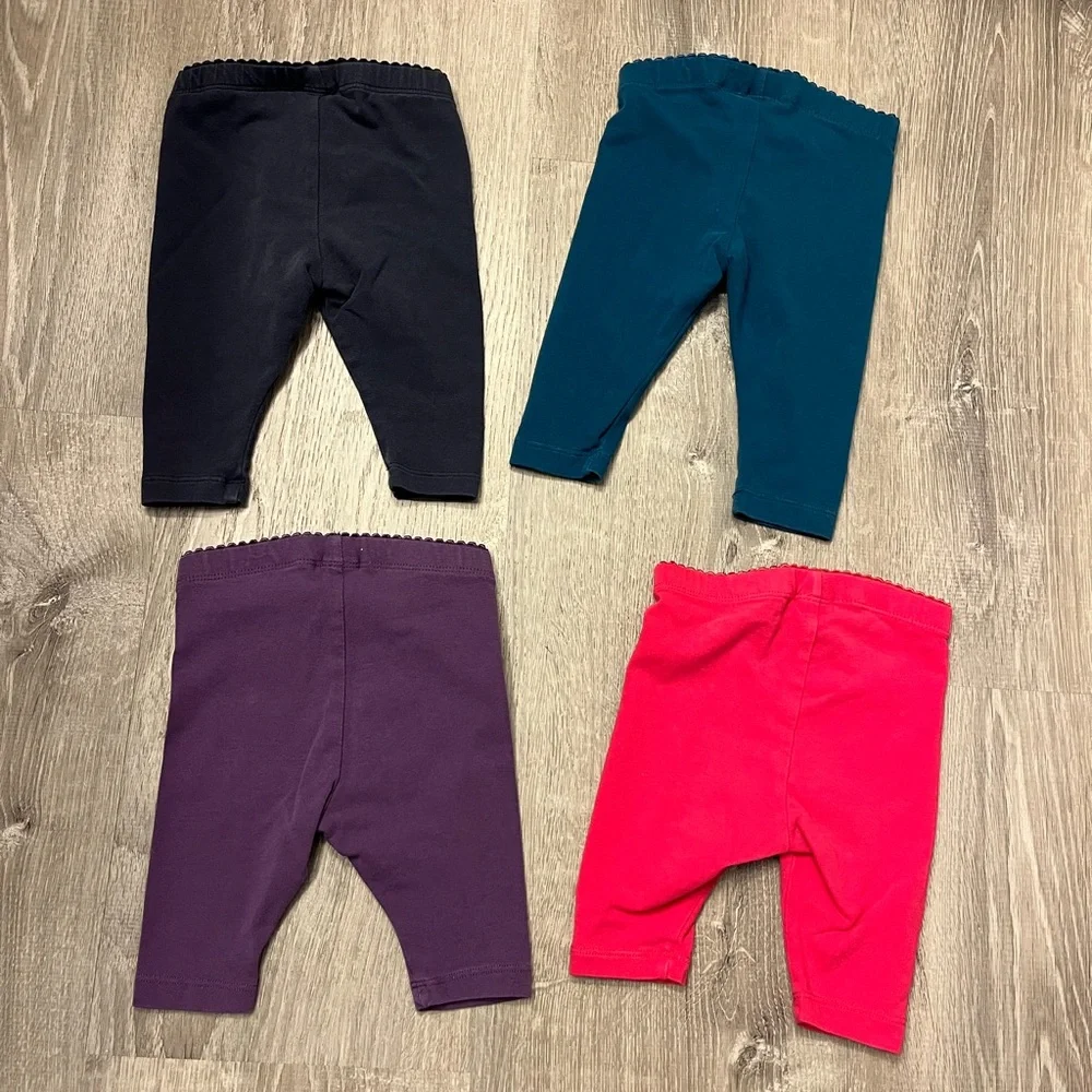 Girl's Lot of 4 Tea Collection Capri Leggings- 6-12 Months- Pre-owned
